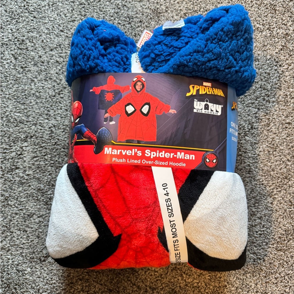 Marvel Spider-Man Plush Hoodie in Red and Blue